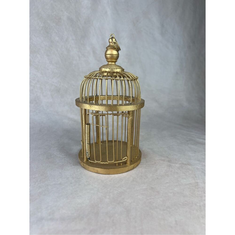Vintage Gold Tone Ornate Mini Birdcage